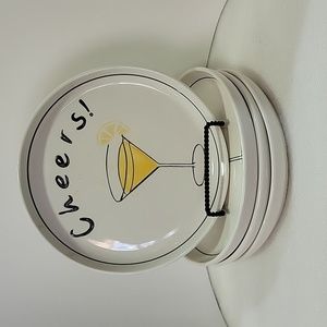 Set Of Four CHEERS Martini Appetizer Plates